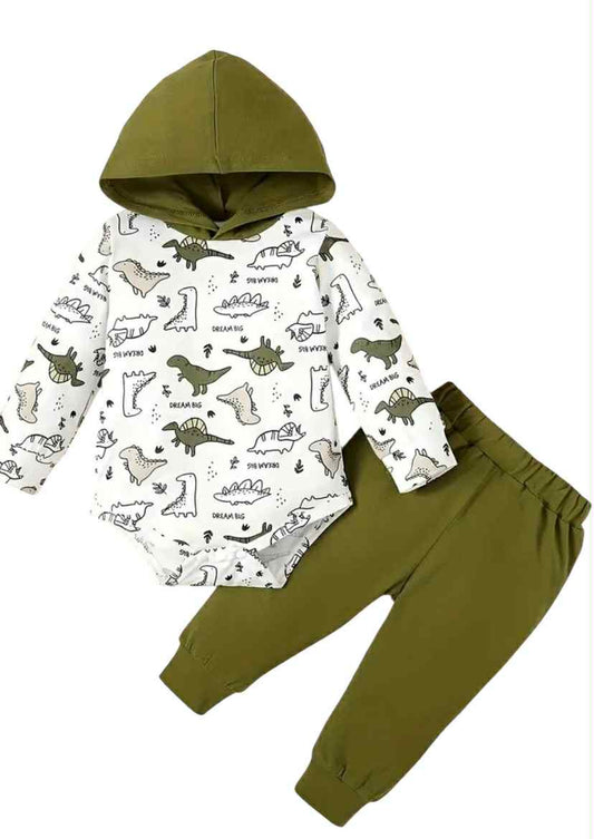 Olive Green Dinosaur Set