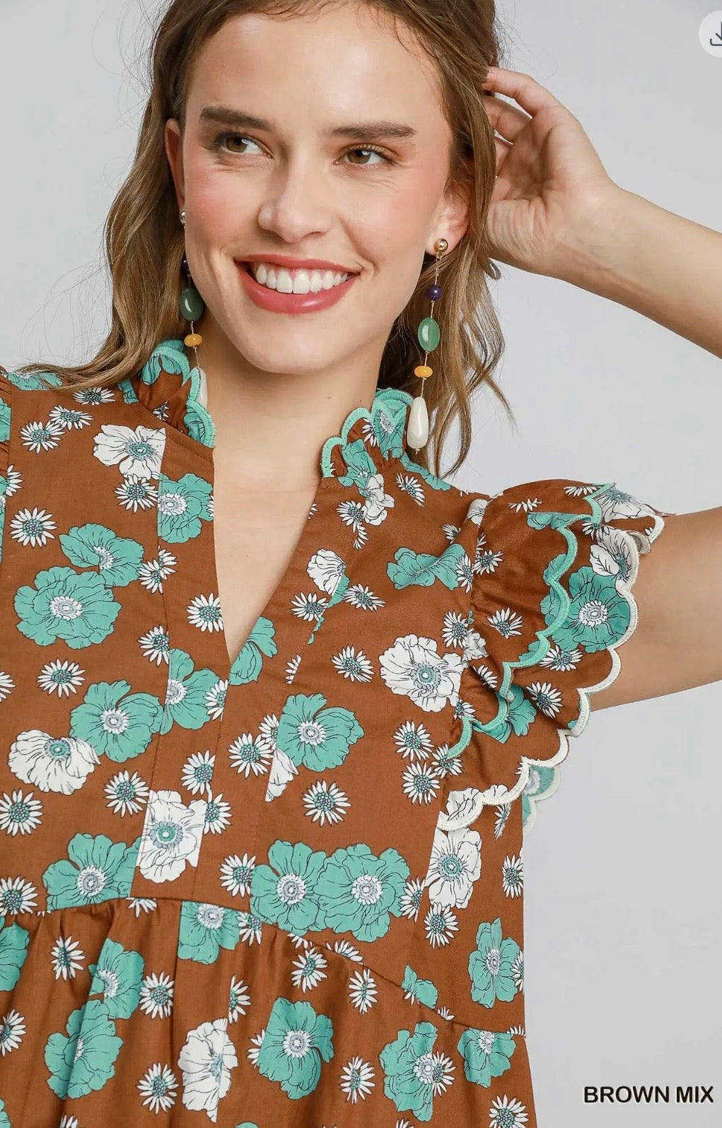 UMGEE Floral Print Peplum Top