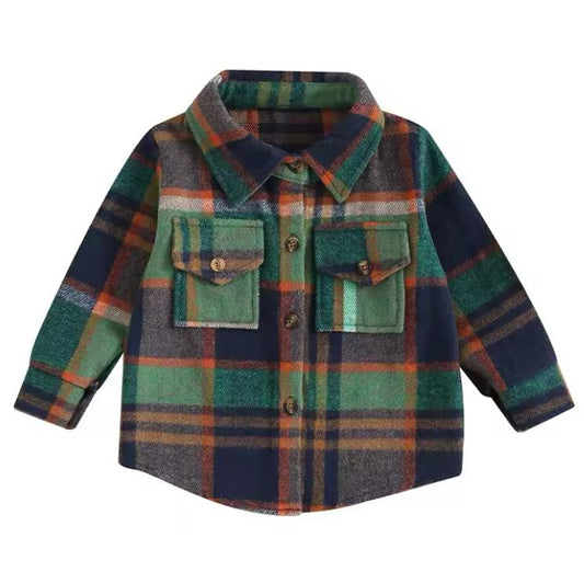 3 Color Button Flannel Shacket