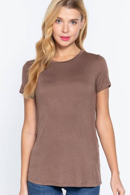 Short Sleeve Crew Neck Rayon Spandex Jersey Top