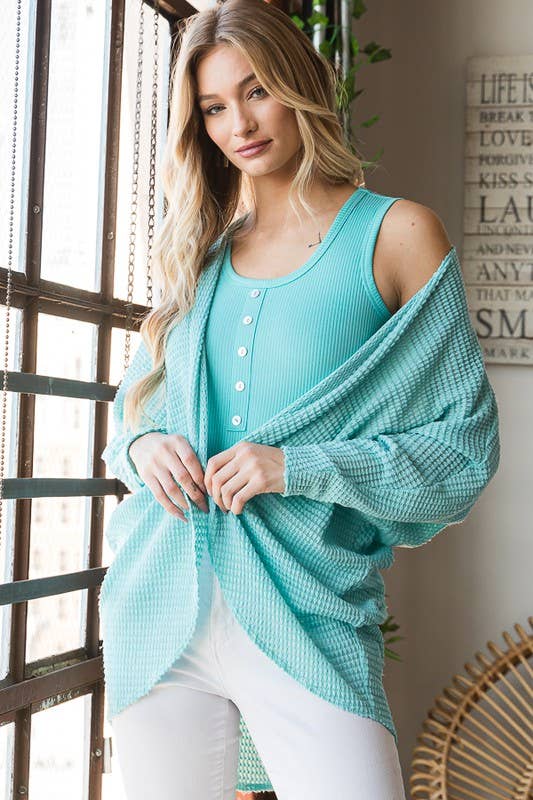 WAFFLE OPEN CARDIGAN