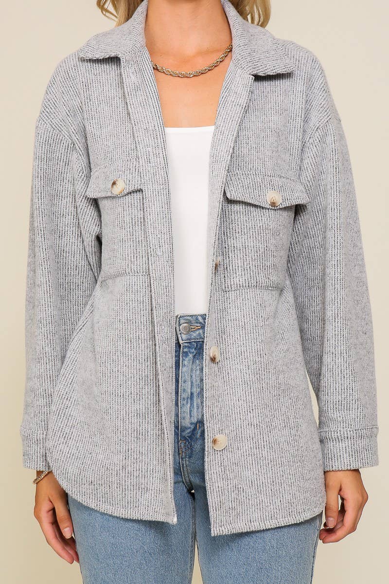 Brushed Button Down Shaket