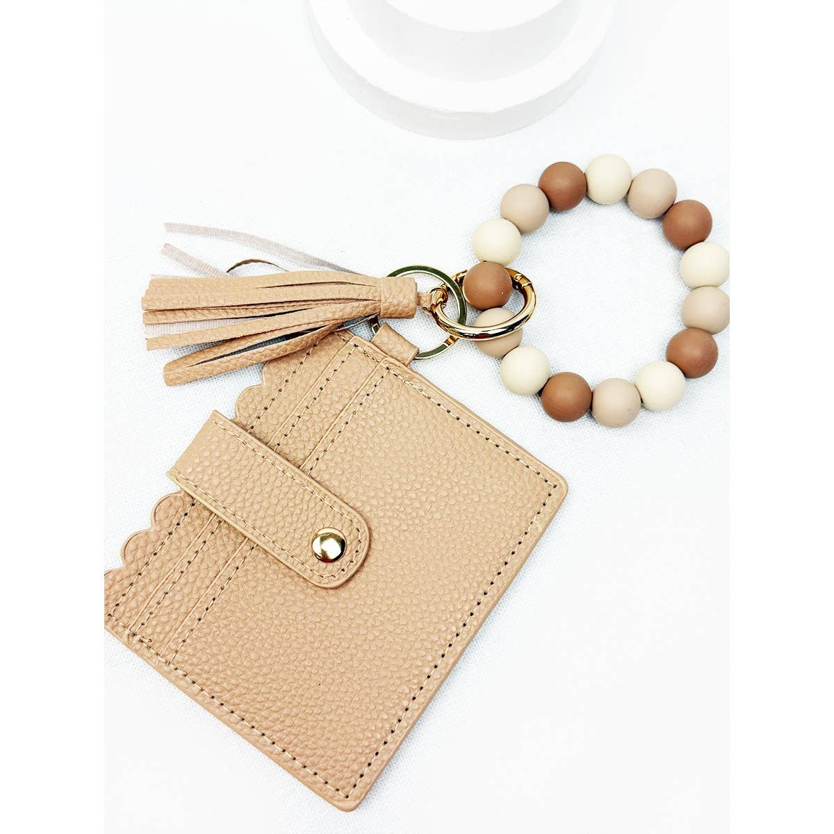 Solid Wallet Keychain Wristlet with ID Window