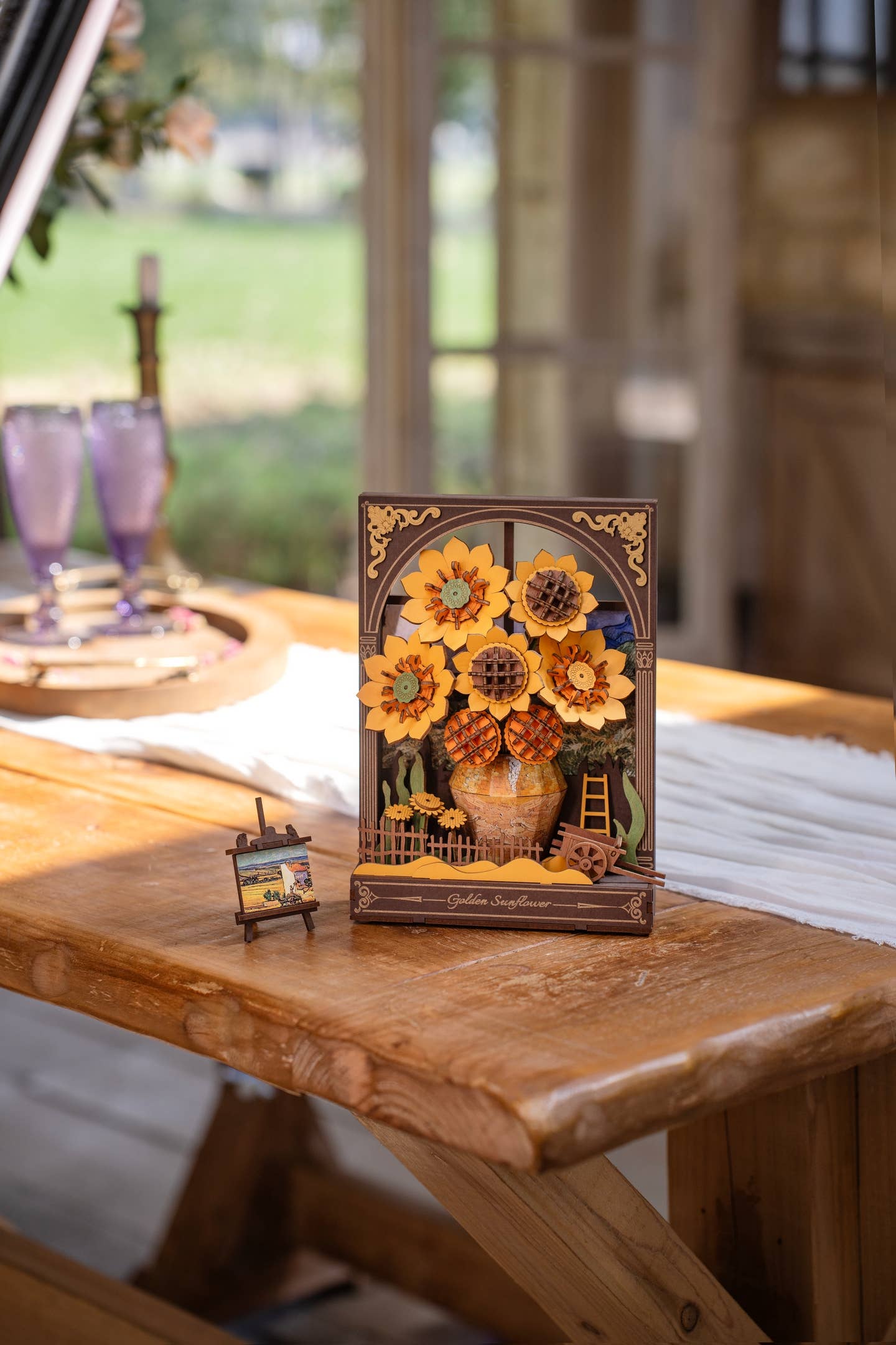 DIY 3D Wooden Puzzle: Golden Sunflower