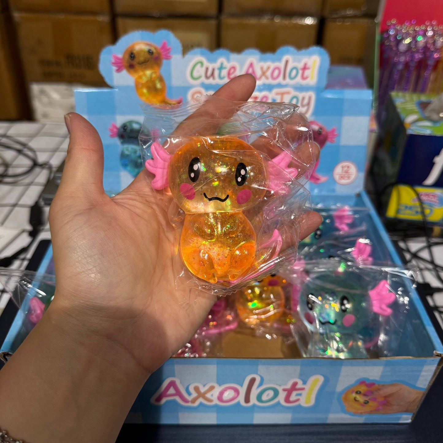 Sugar Squeeze Glitter Axolotl Toy | A055