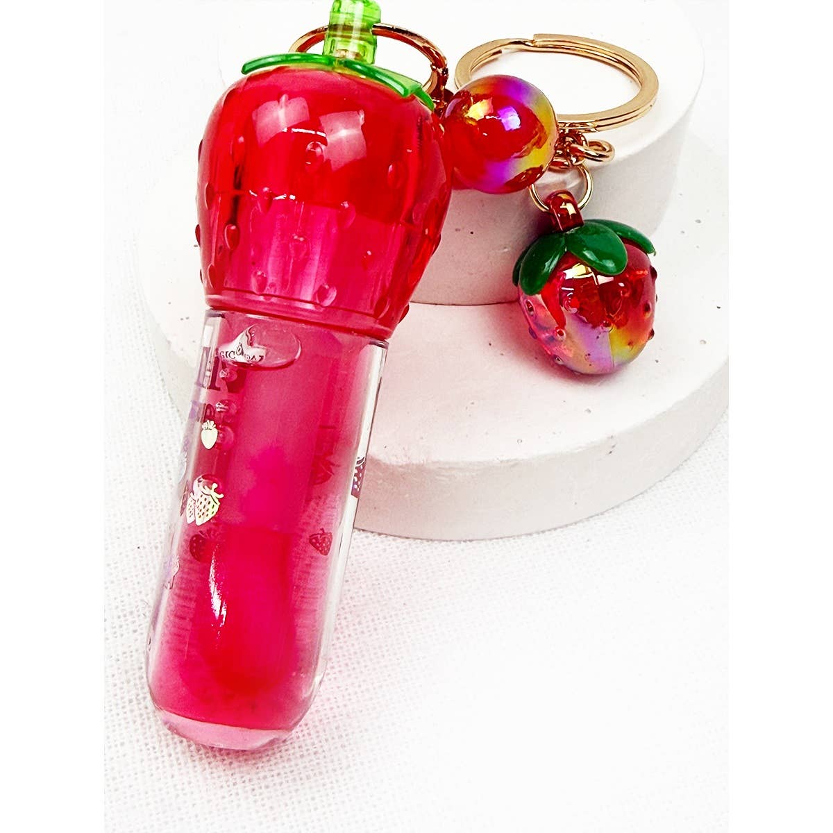 Strawberry Charm Keychain Lip Gloss Set