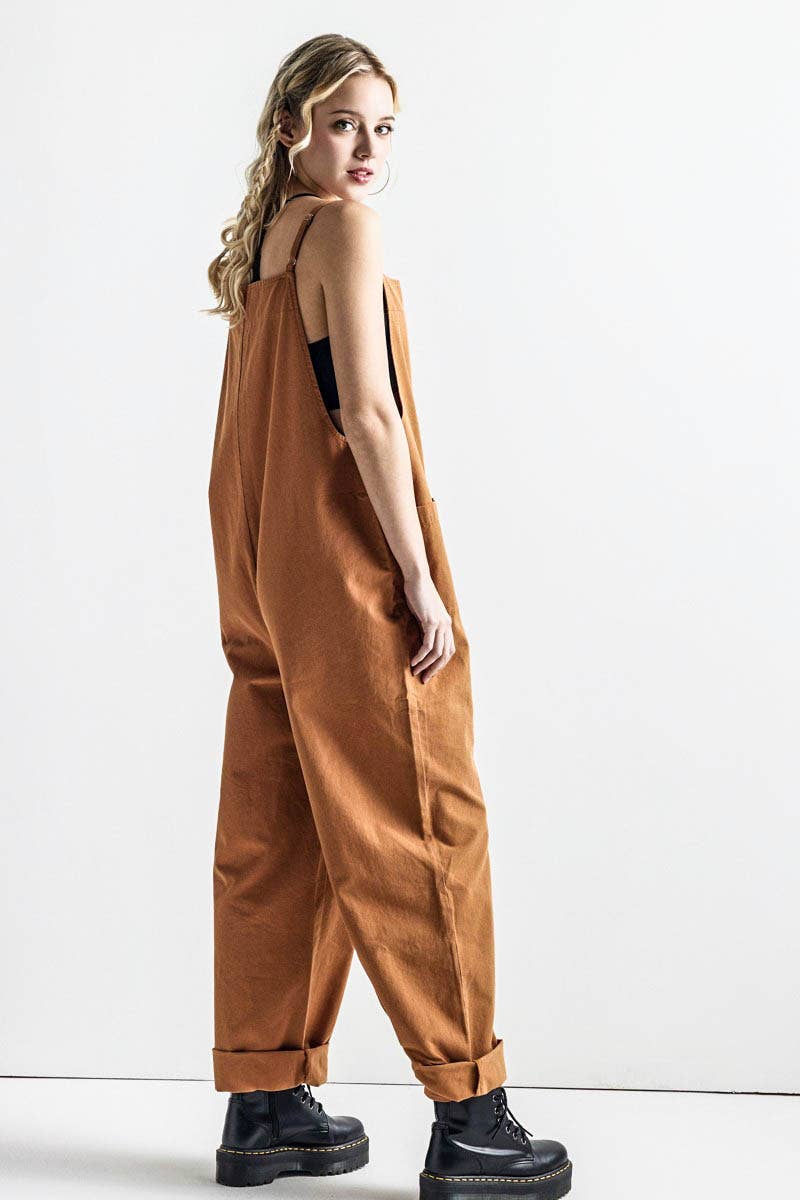 INJ1011 Button-Down Sleeveless Overall Jumpsuit