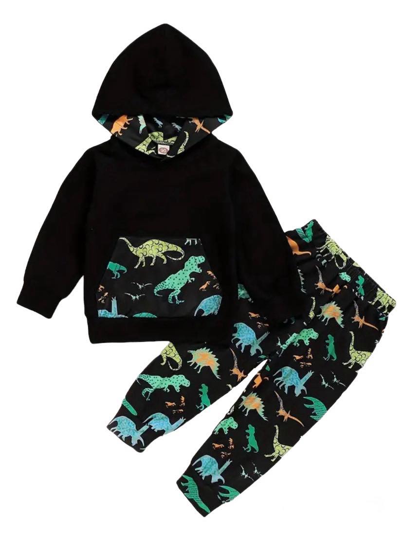 Dinosaur Print Hooded Sets