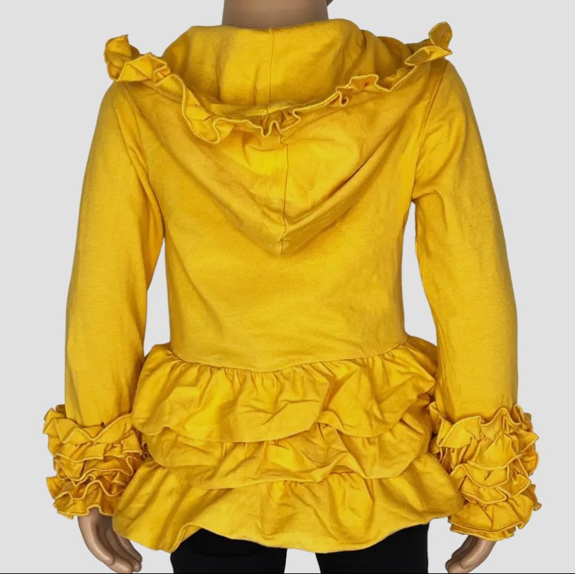 Mustard Yellow Ruffle Hoodie Jacket