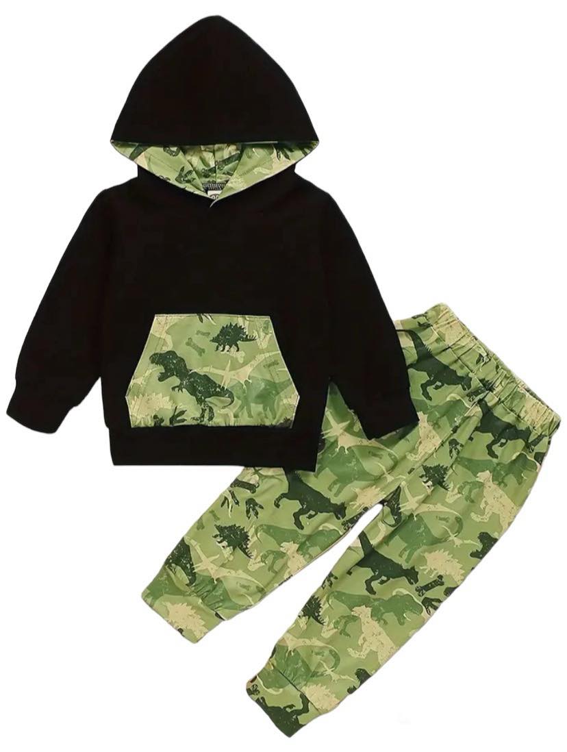 Dinosaur Print Hooded Sets