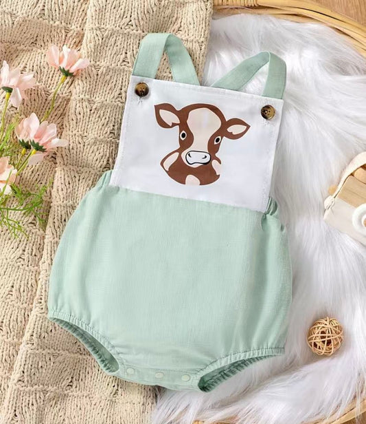 Linen Cow Romper - 2 colors