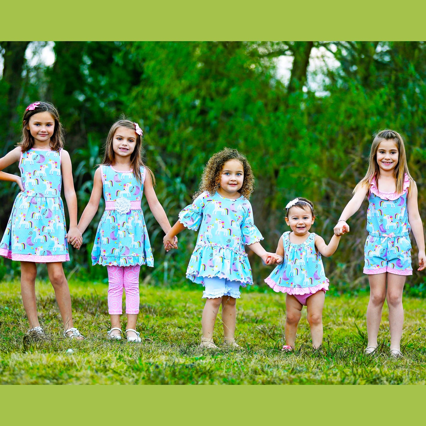 AnnLoren Girls Unicorns Rainbows Spring Dress