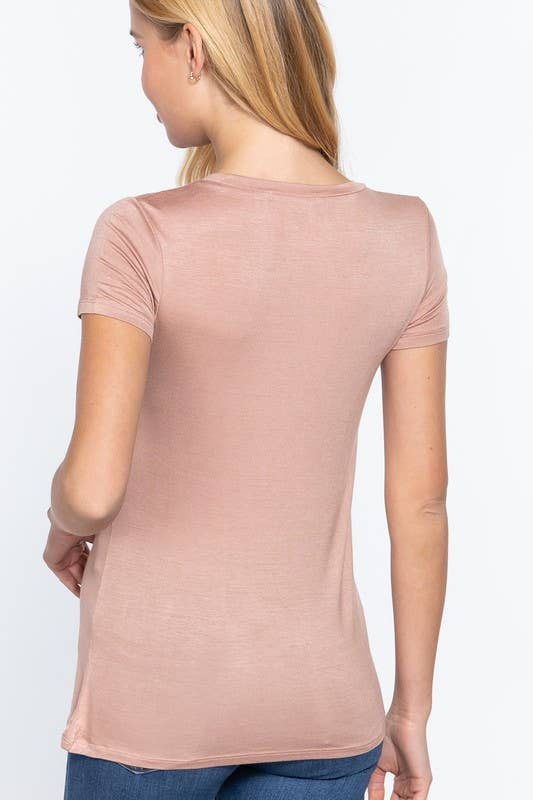 Short Sleeve Crew Neck Rayon Spandex Jersey Top