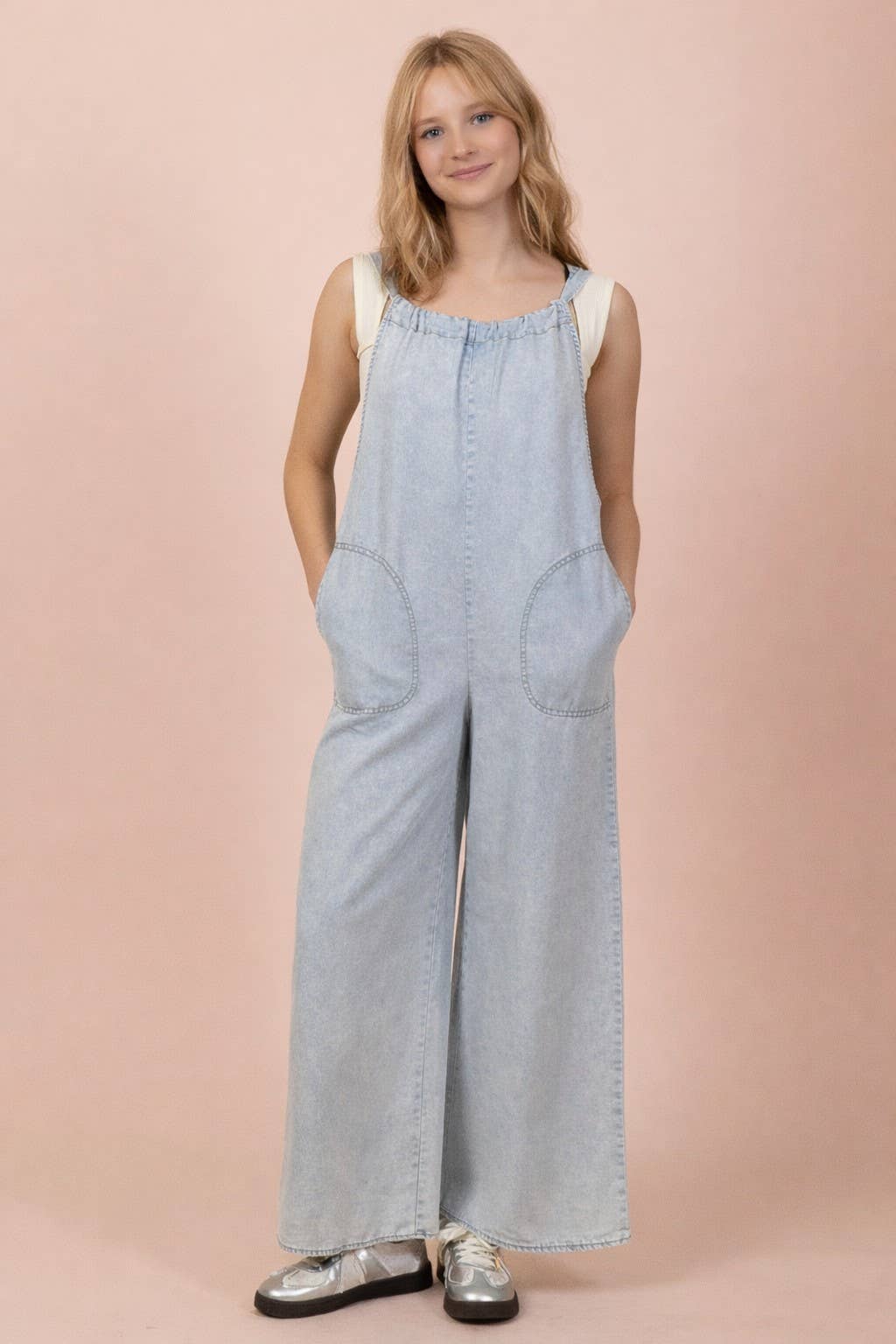 Washed Chambray Casual Jumpsuit