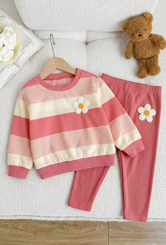 Knit Striped Flower Power