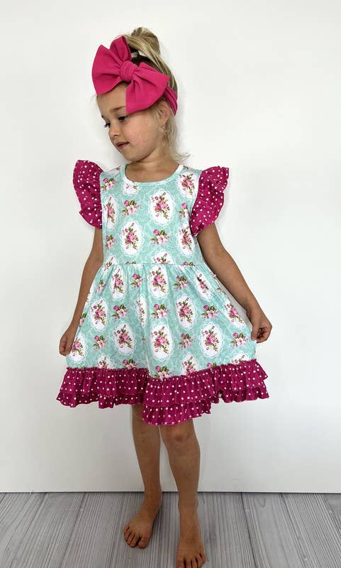 Aqua Bouquet Girls Dress