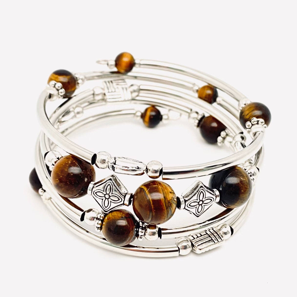 Natural Stone Beaded Wrap Bracelet Stretch Bangle - CS