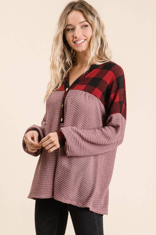Heavy Waffle Buffalo Plaid Tunic