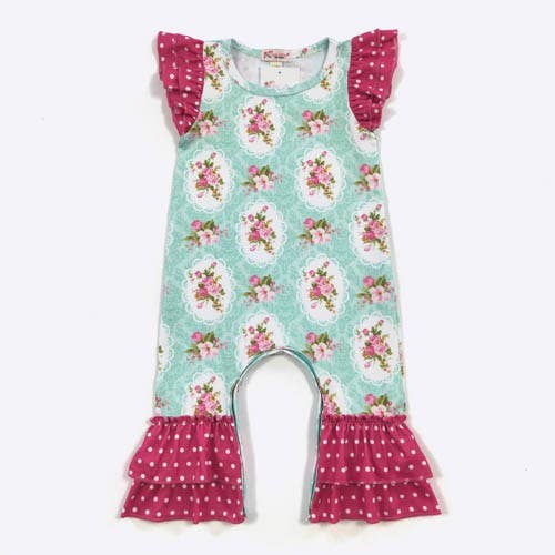 Aqua Bouquet Baby Romper