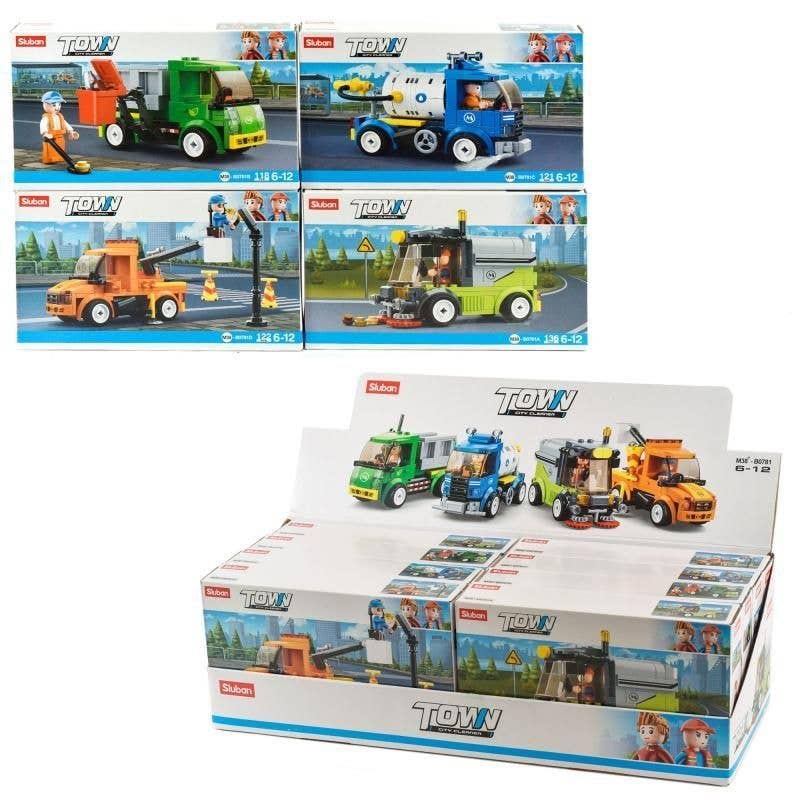 Town City Cleaner Vehicles Building Brick Display Set