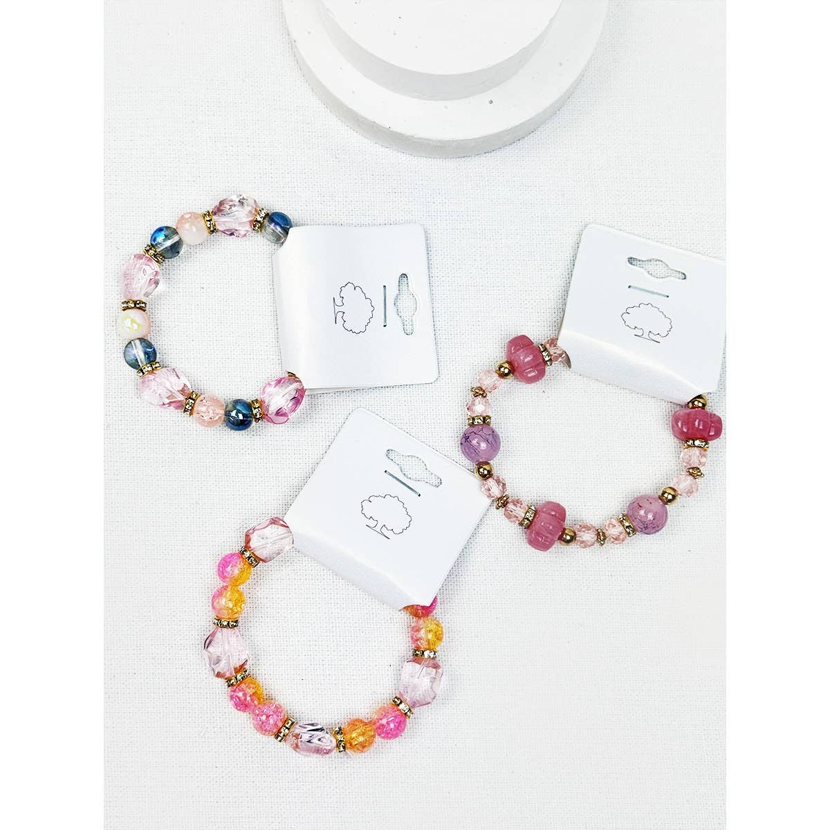 Soft Pink Shades of Mix Bead Stretch Bracelets