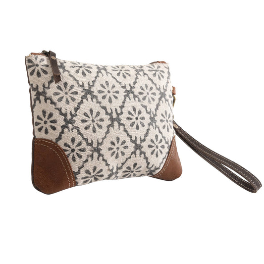 Rug Wristlet with Leather Corner
