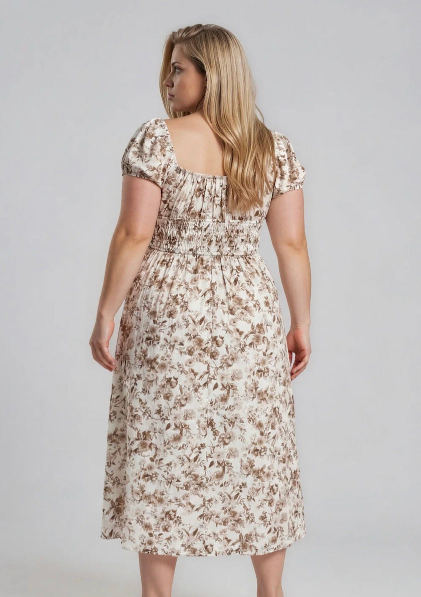 Plus Size Floral Toile Dress