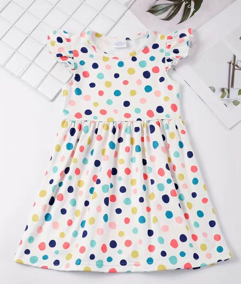 Ruffle Sleeve Polk A Dot Dress