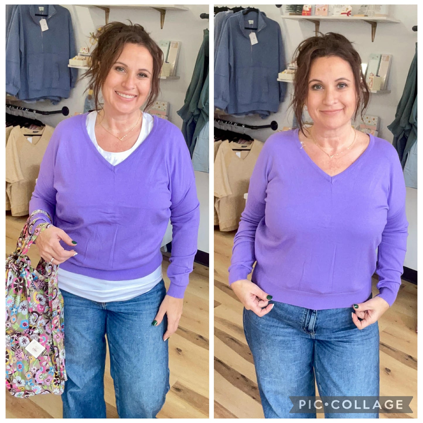 Long Sleeve V-neck Back Cross Strap Viscose Sweater