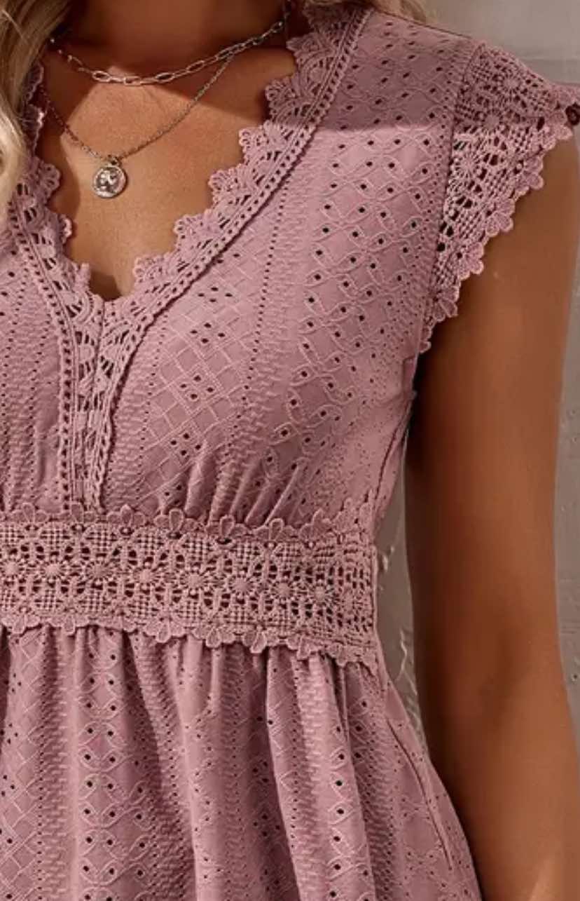 V-Neck Lace Trim Top