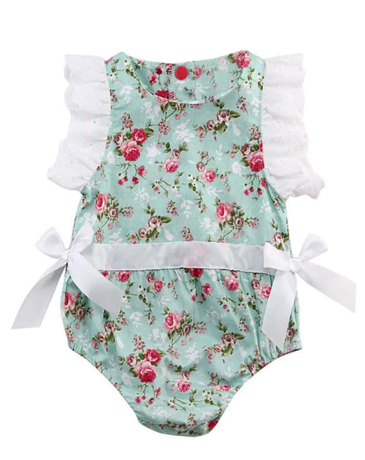 Mint and Floral Romper