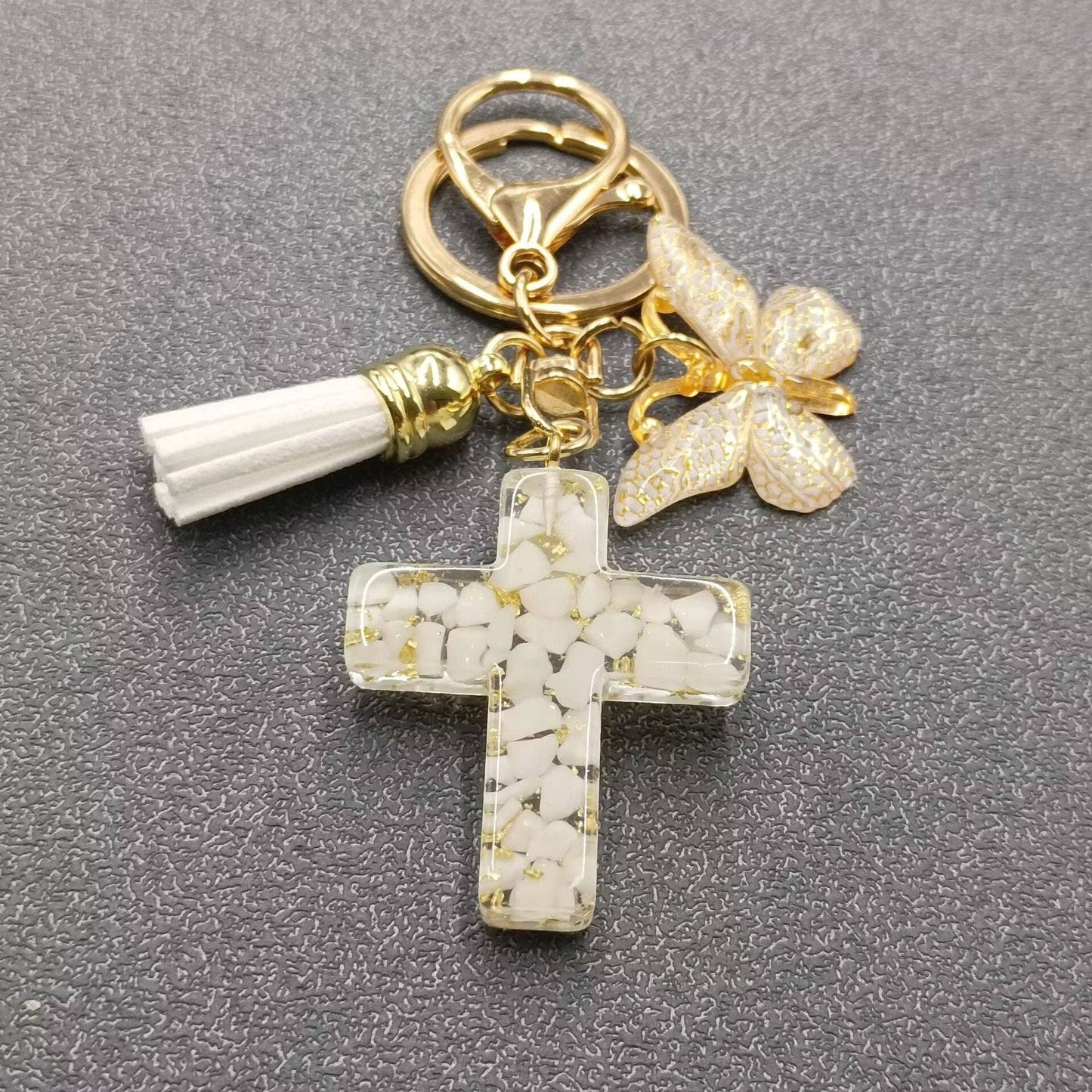 Multi-style Acrylic Butterfly Resin Cross Pendant  Keychains