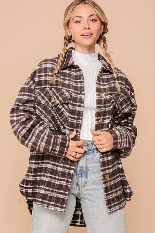 Fall Vibes Plaid Print Shacket