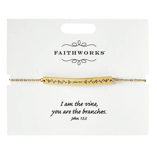 Bar Bracelet - Jesus is the Vine - Gold