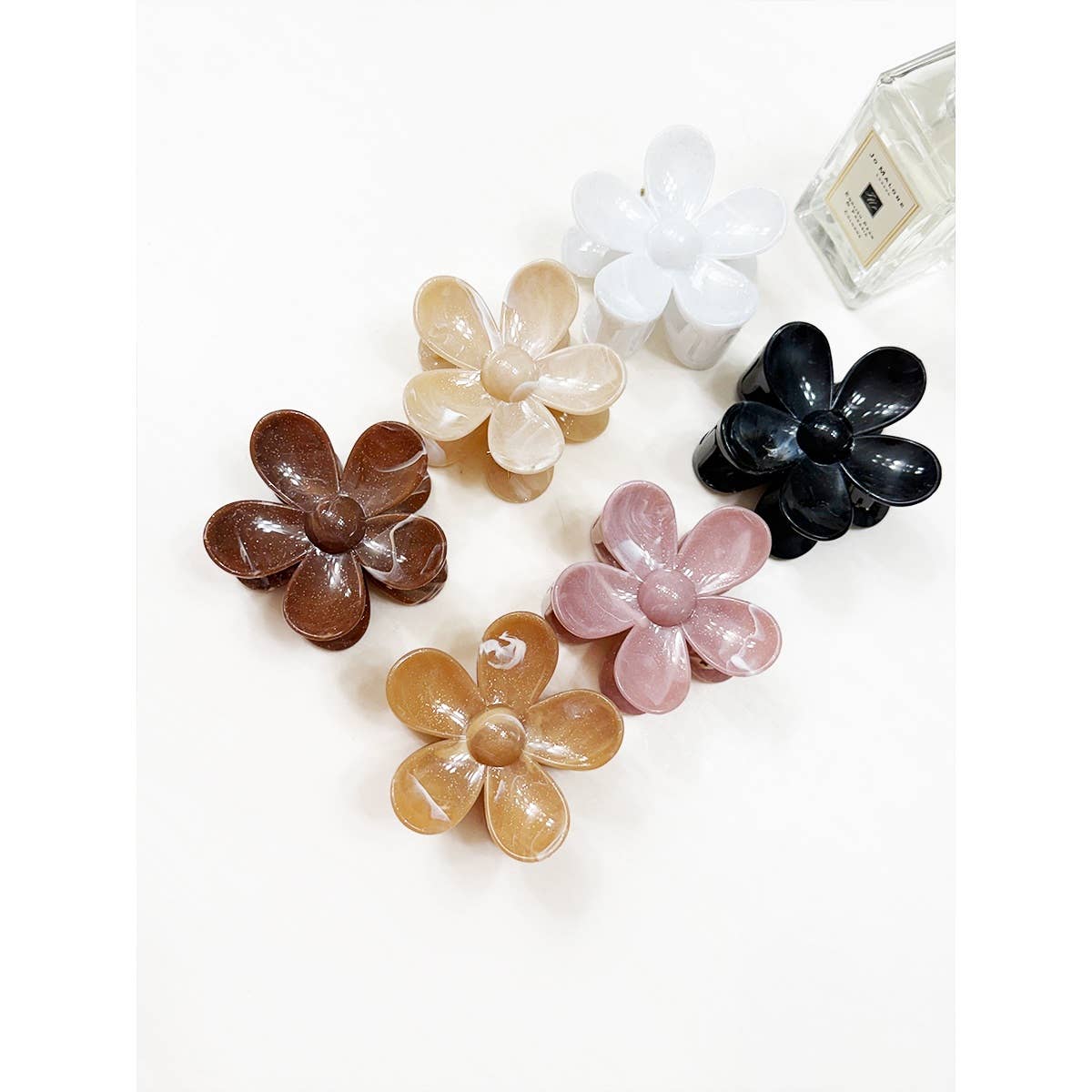 Marbled and Glittered Daisy Hair Clips