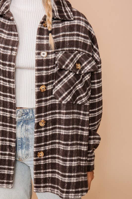Fall Vibes Plaid Print Shacket