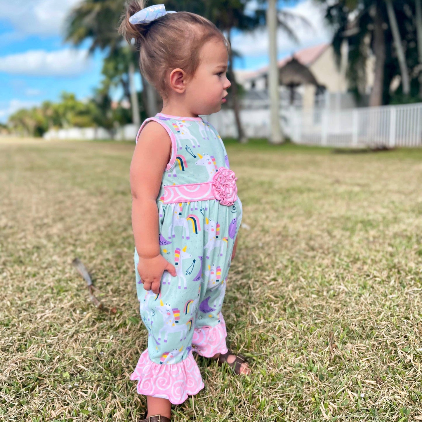 AnnLoren Toddler Unicorn & Rainbow Baby Girls Romper PrePack