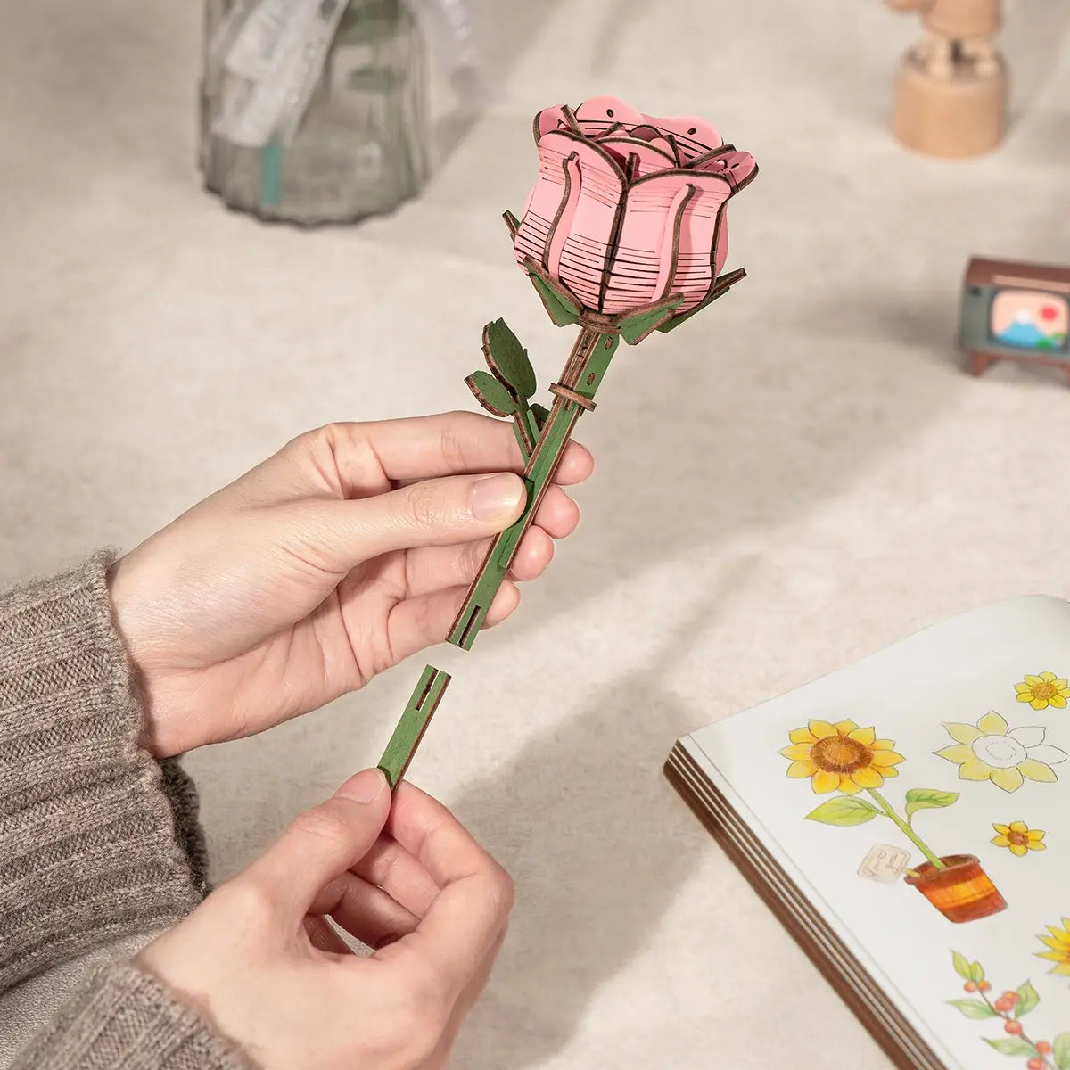DIY 3D Wooden Flower Puzzle Bundle Pack