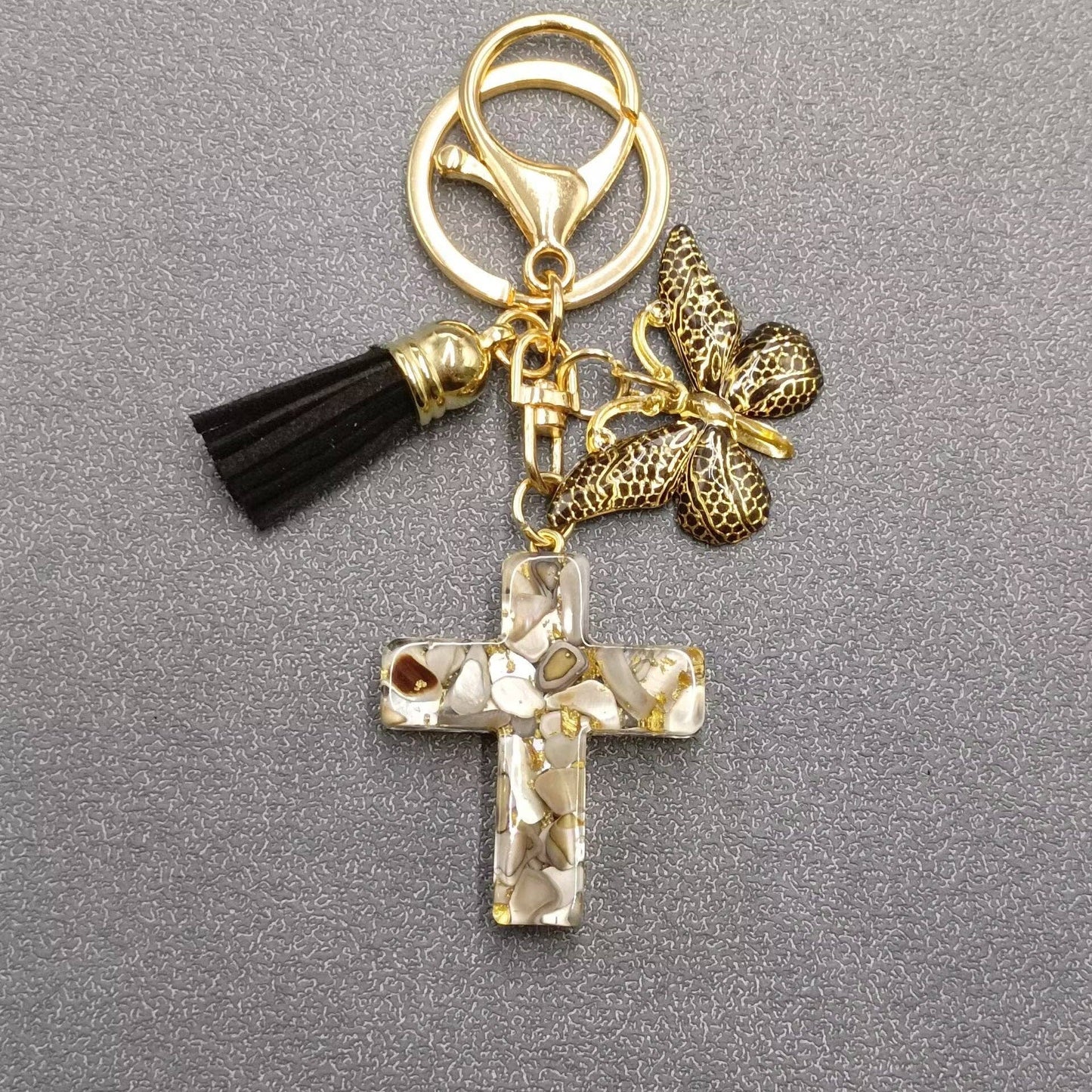Multi-style Acrylic Butterfly Resin Cross Pendant  Keychains