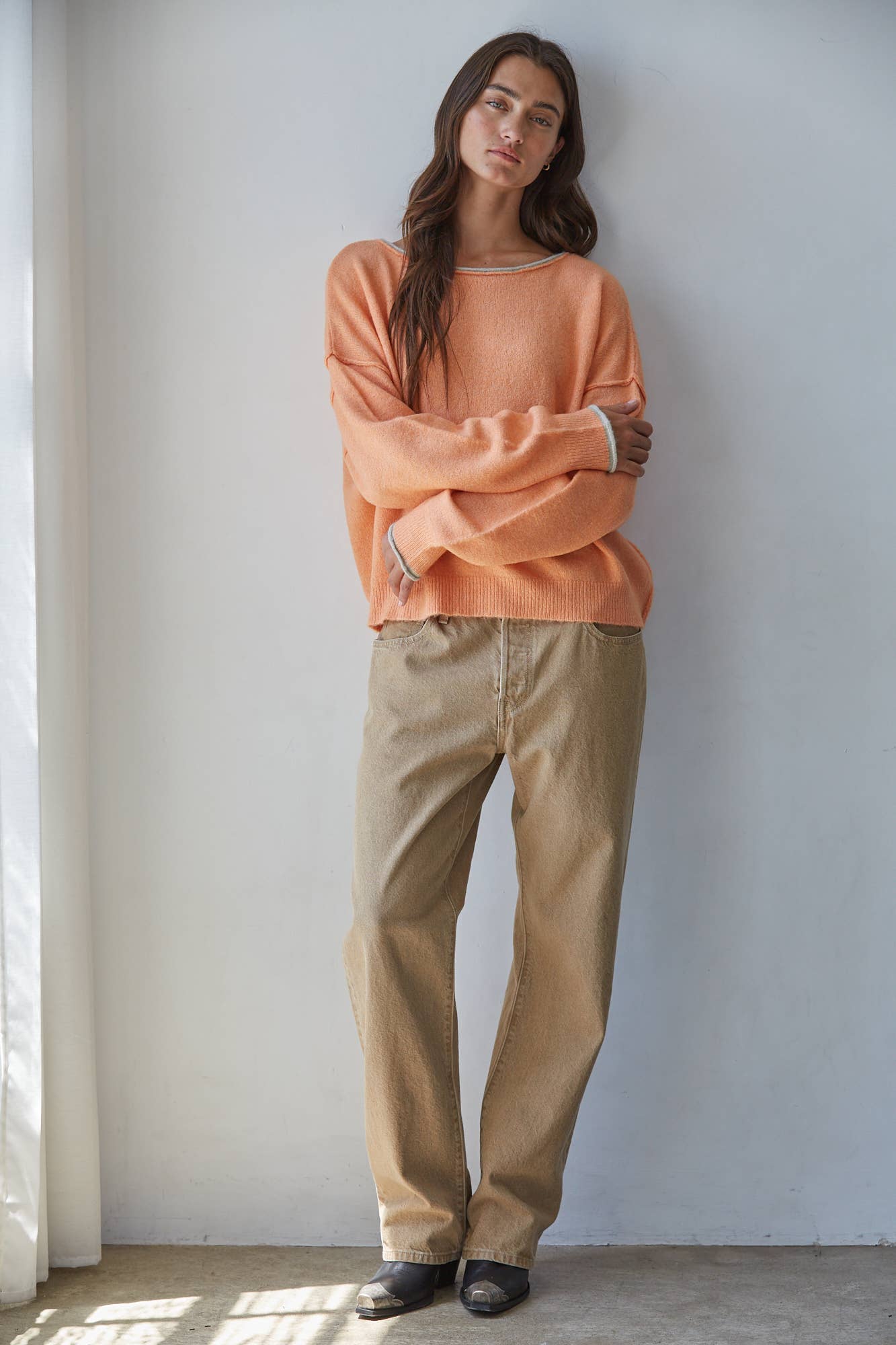 Knit Sweater Polyester Acrylic Spandex Wool Top
