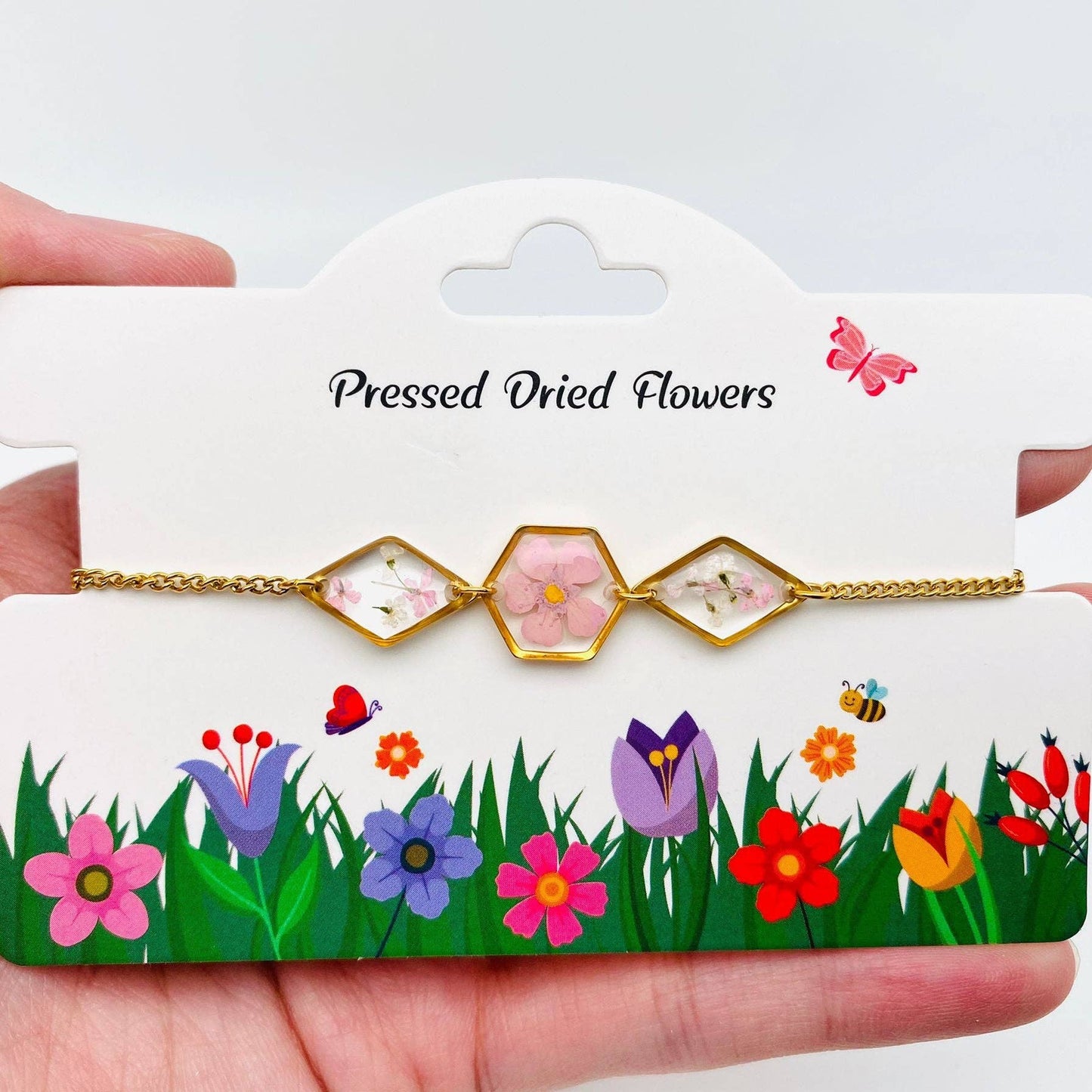 Dried Flowers Floral Geometric Bracelet
