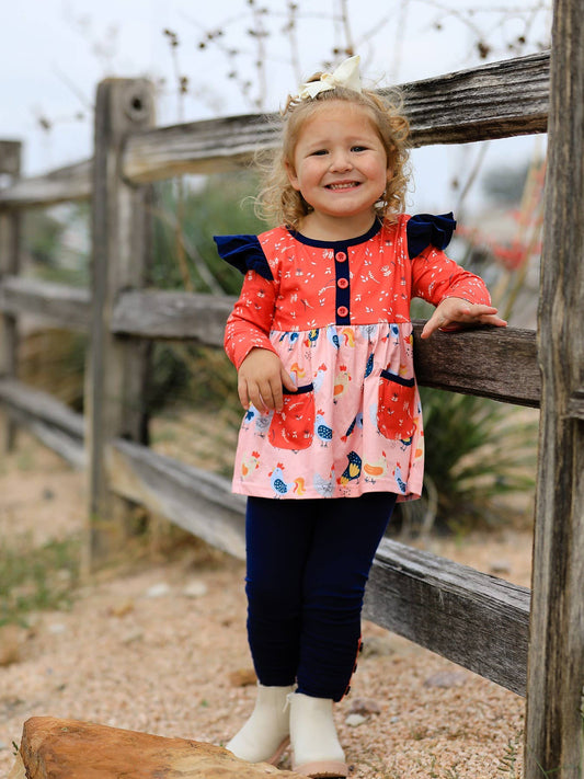 Print Pocket Chicken Outfit Set