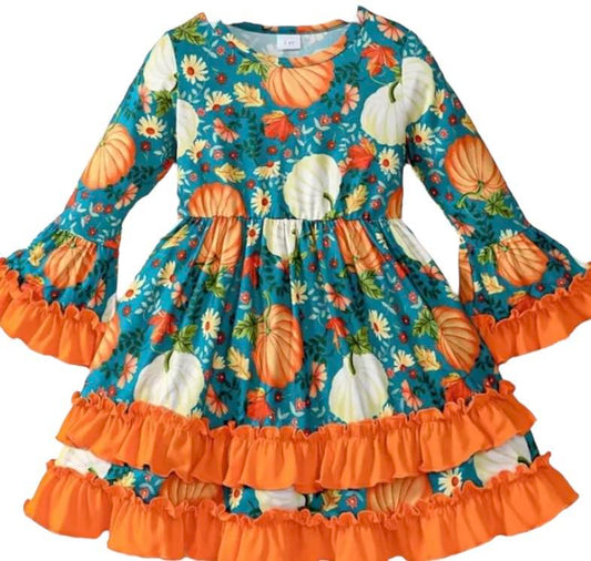 Ruffle Pumpkins and Teal Dress