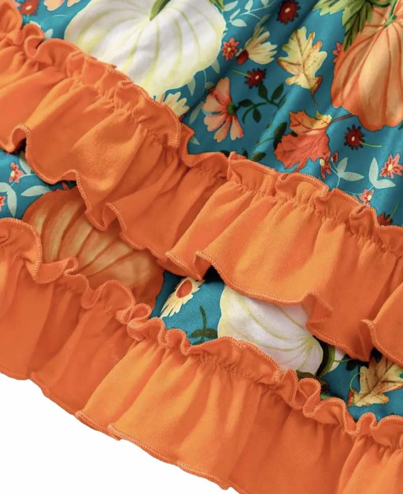 Ruffle Pumpkins and Teal Dress