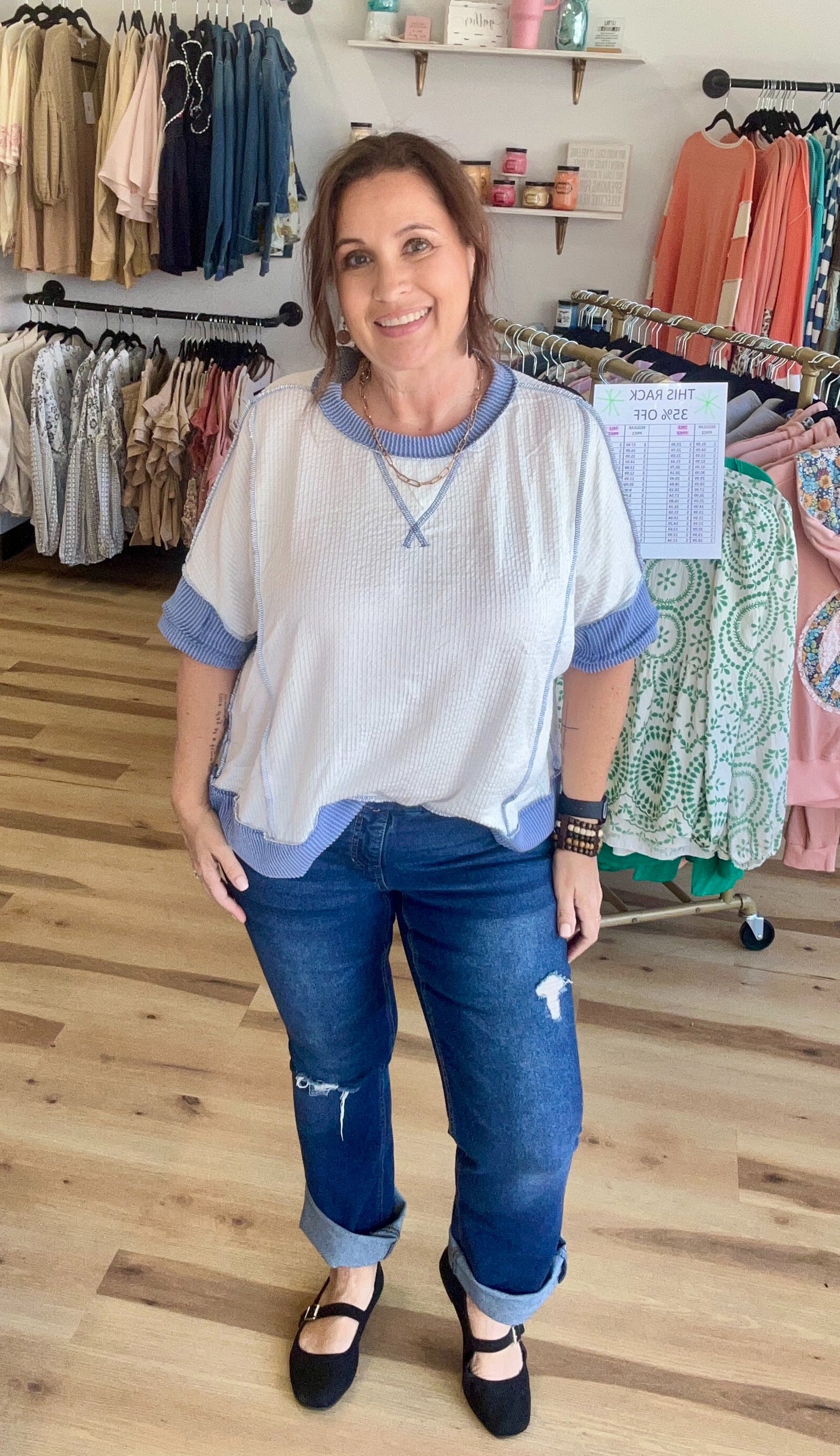 Plus Tri Angle Detail Oversized Color Block Top