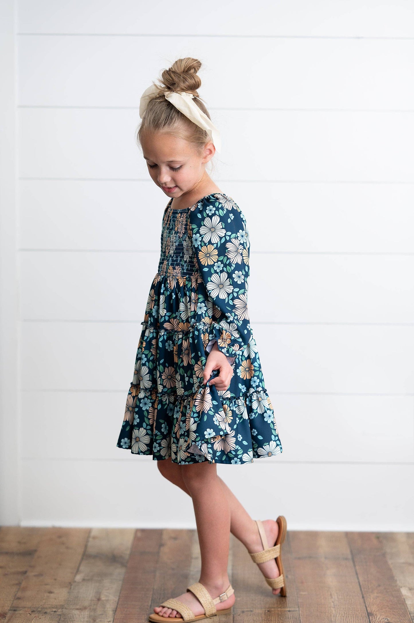 Girls Grace Winter Floral Mommy & Me Matching 3 Tiered Dress