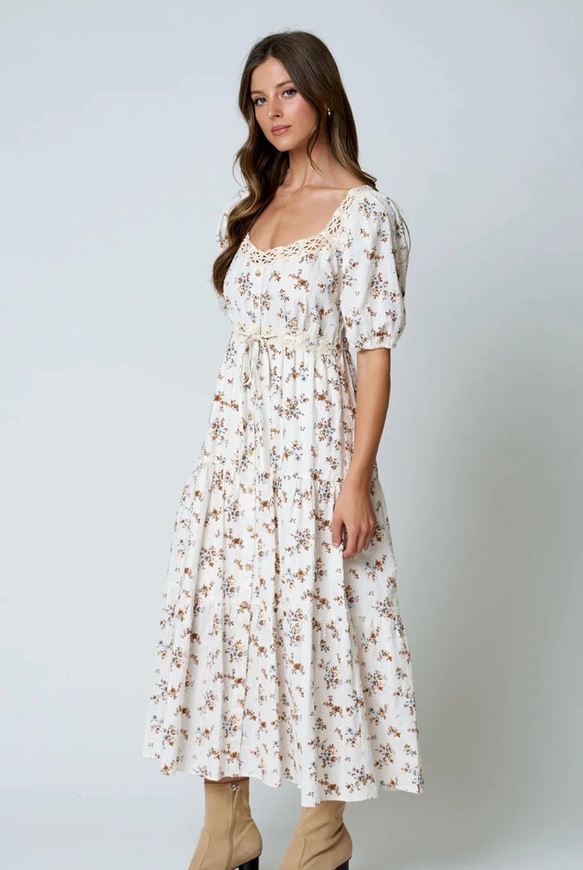 Floral Clip Dot Crochet Lace Dress