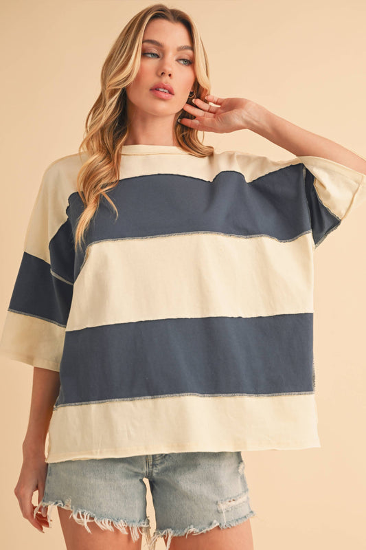 8417FN Polly Color Block Top