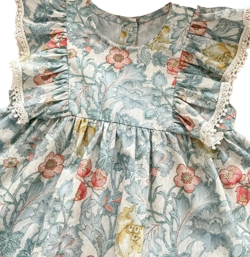 Blue Retro Flower Dress