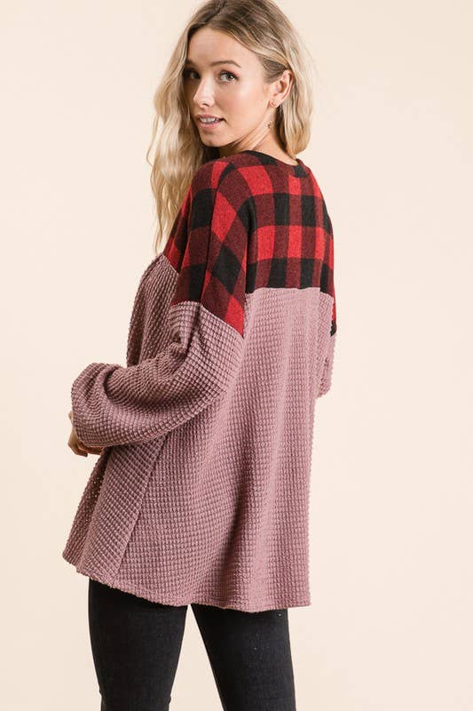 Heavy Waffle Buffalo Plaid Tunic